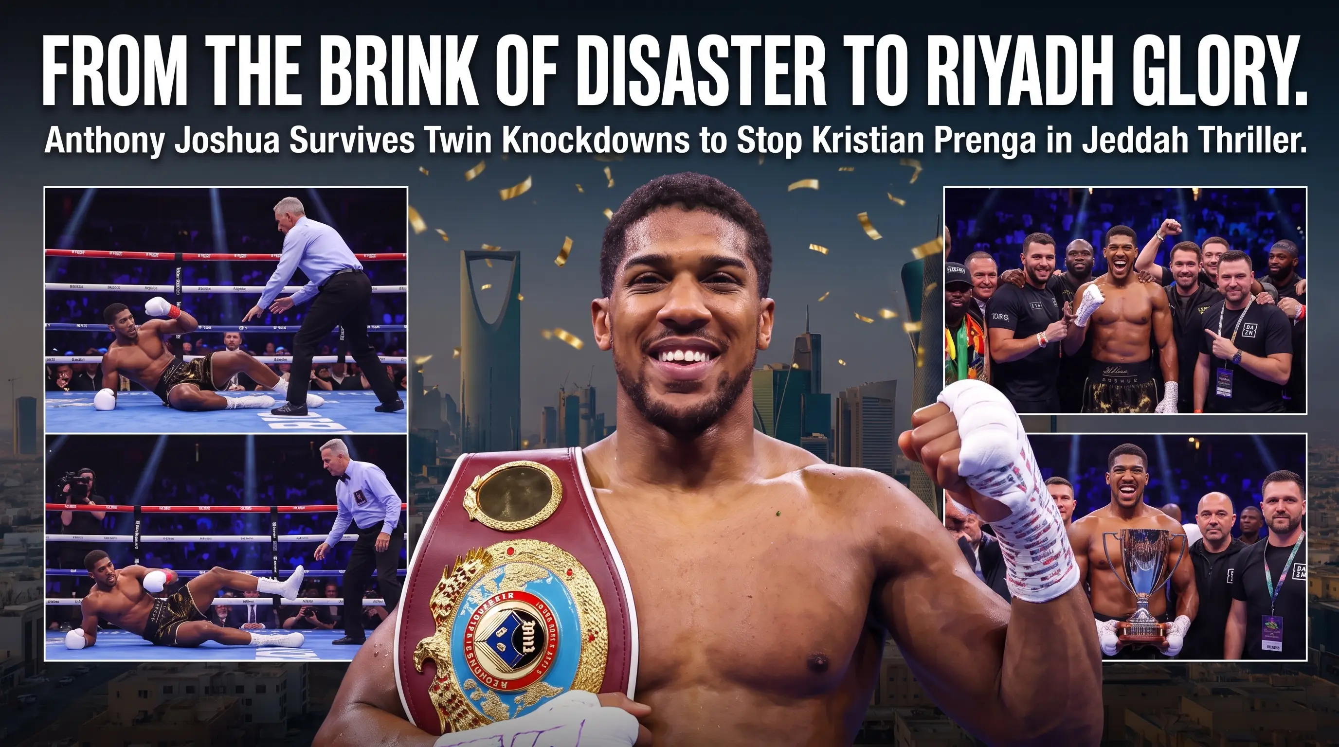From the Brink of Disaster to Riyadh Glory: Anthony Joshua Survives Twin Knockdowns to Stop Kristian Prenga in Jeddah Thriller