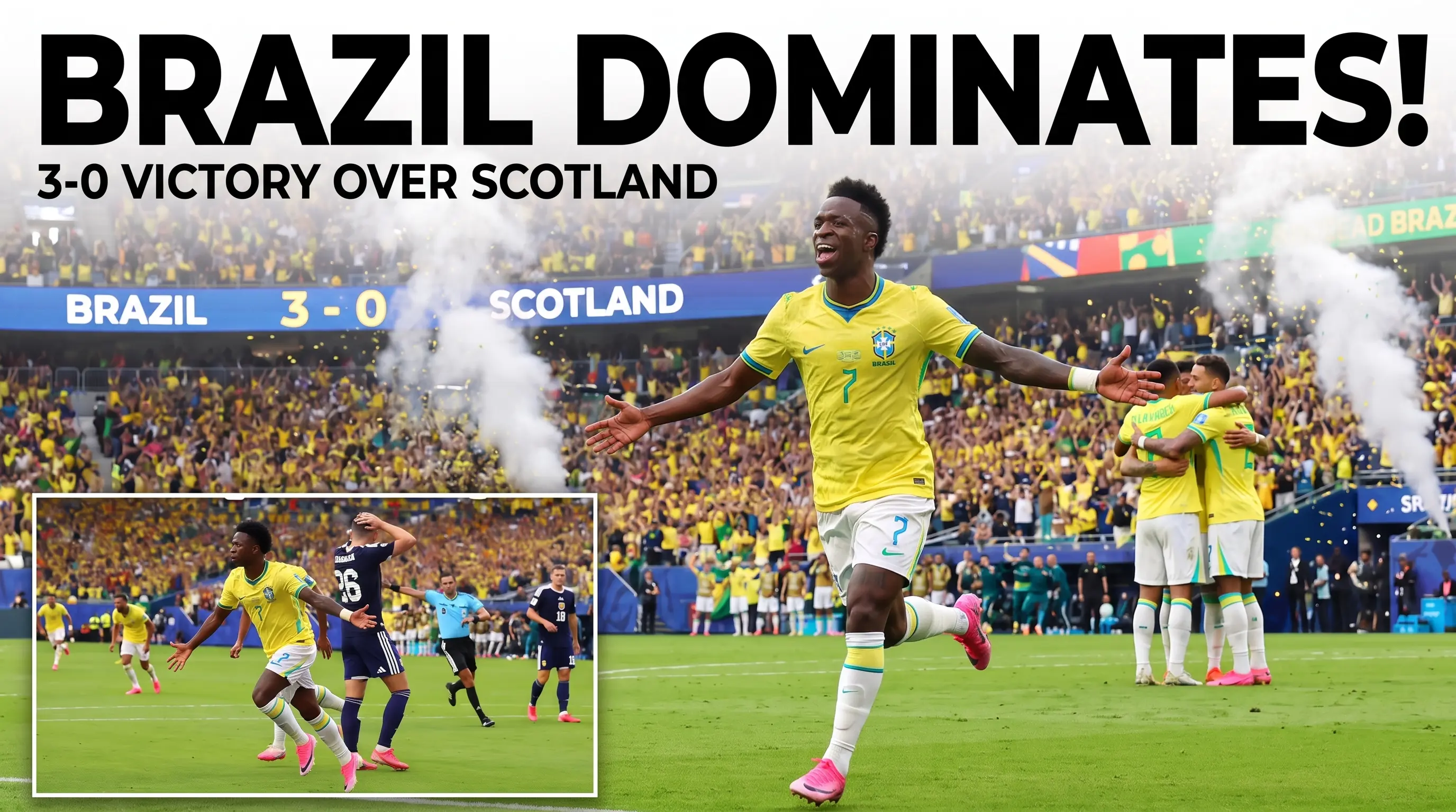 Brazil Wins A Huge Soccer Game Against Scotland