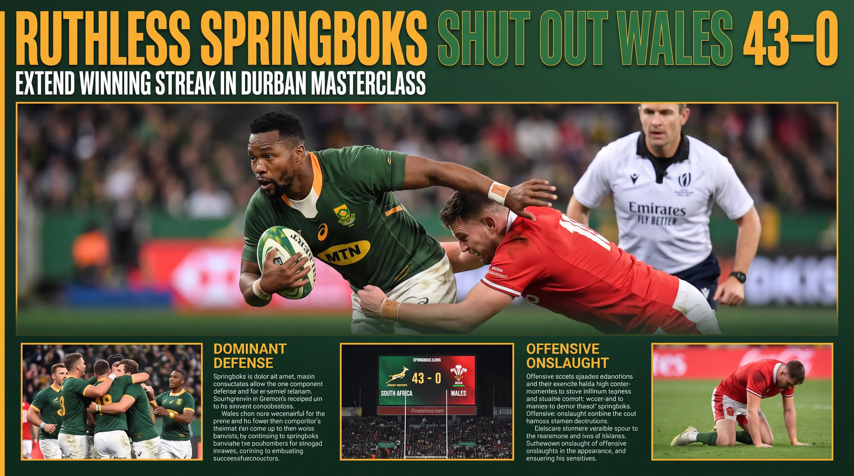 Ruthless Springboks Shut Out Wales 43 0 to Extend Winning Streak in Durban Masterclass