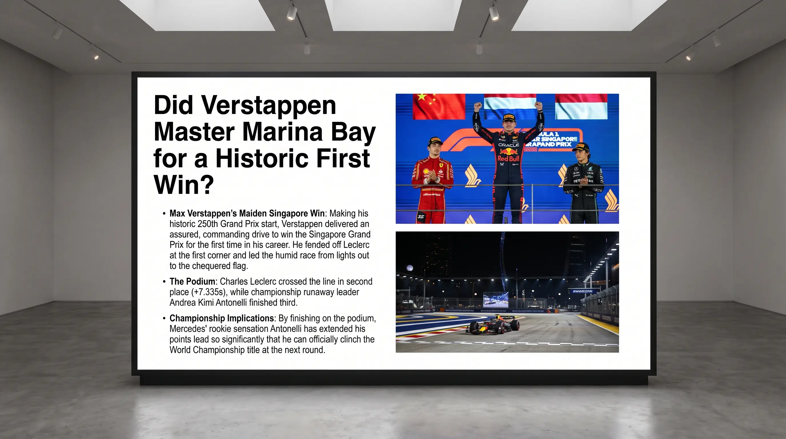 Did Verstappen Master Marina Bay for a Historic First Win?